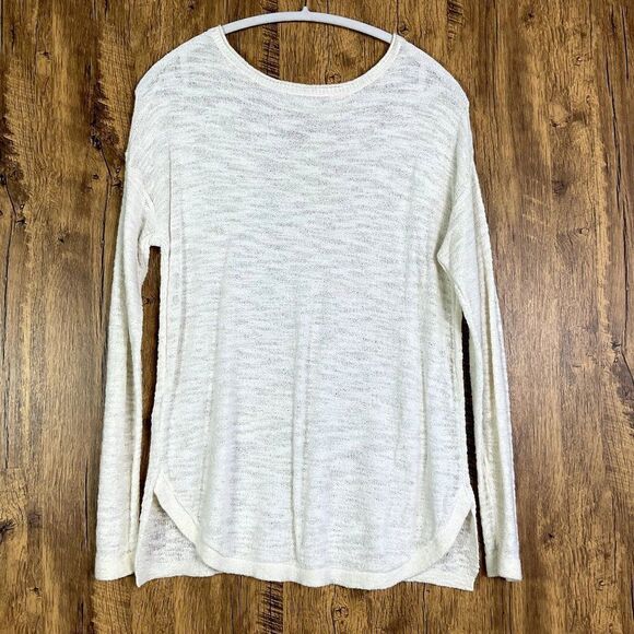 LOFT Textured Shirttail Sweater. large, ivory/cream - Picture 1 of 8